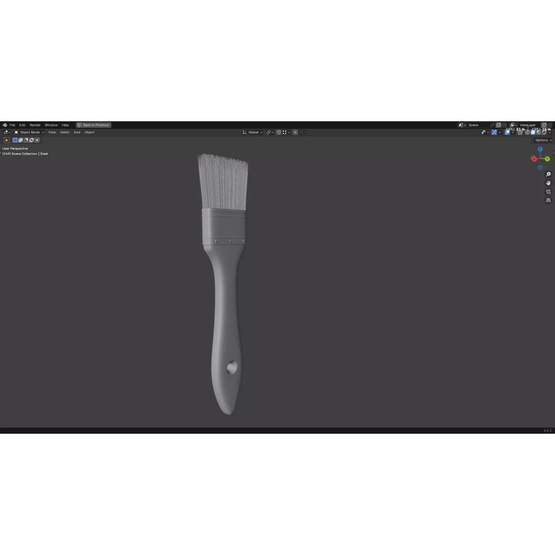Paint Brush 3D Model – High Poly PBR Asset, FBX, OBJ, Blender - View 14