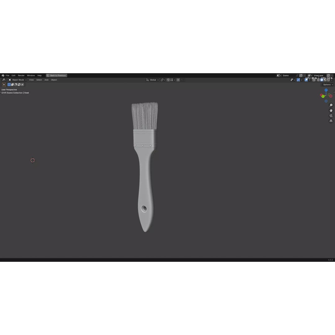 Paint Brush 3D Model – High Poly PBR Asset, FBX, OBJ, Blender - View 34