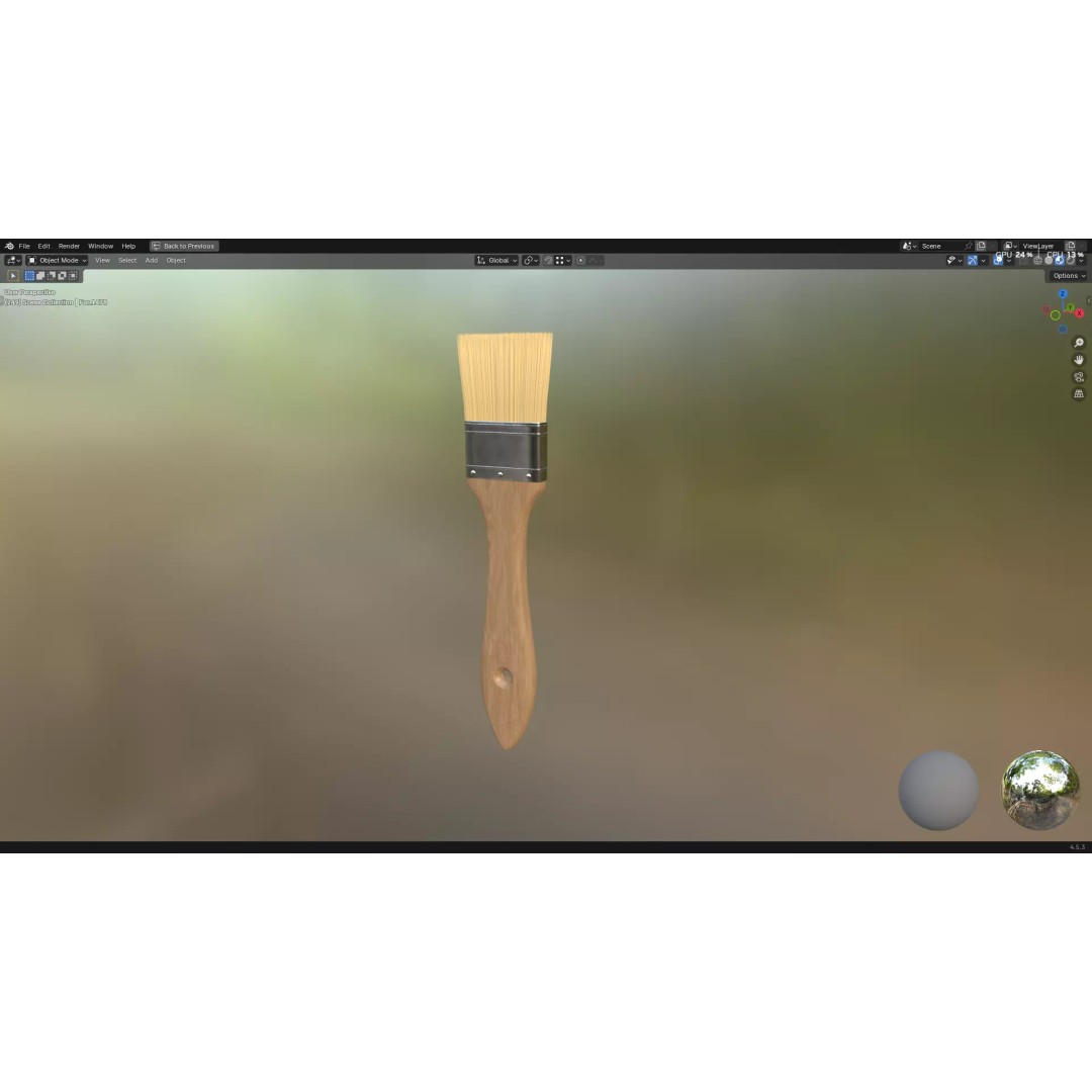 Paint Brush 3D Model – High Poly PBR Asset, FBX, OBJ, Blender - View 4