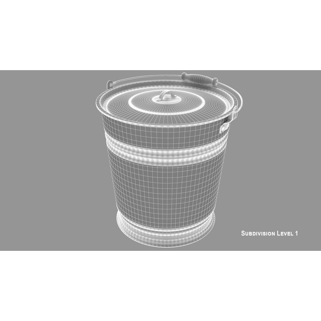 Vintage Bucket 3D Model – Realistic Household Tool, FBX & OBJ - View 11