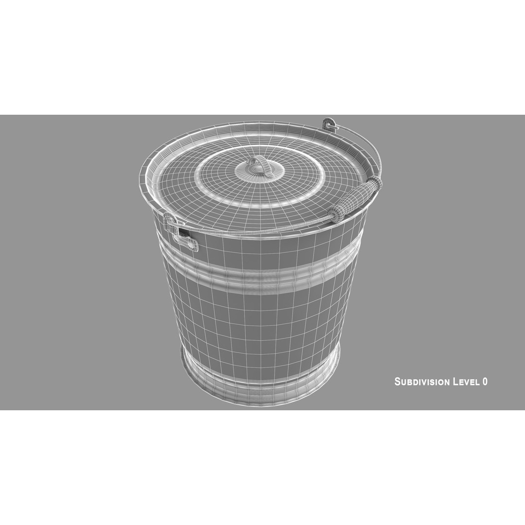 Vintage Bucket 3D Model – Realistic Household Tool, FBX & OBJ - View 12