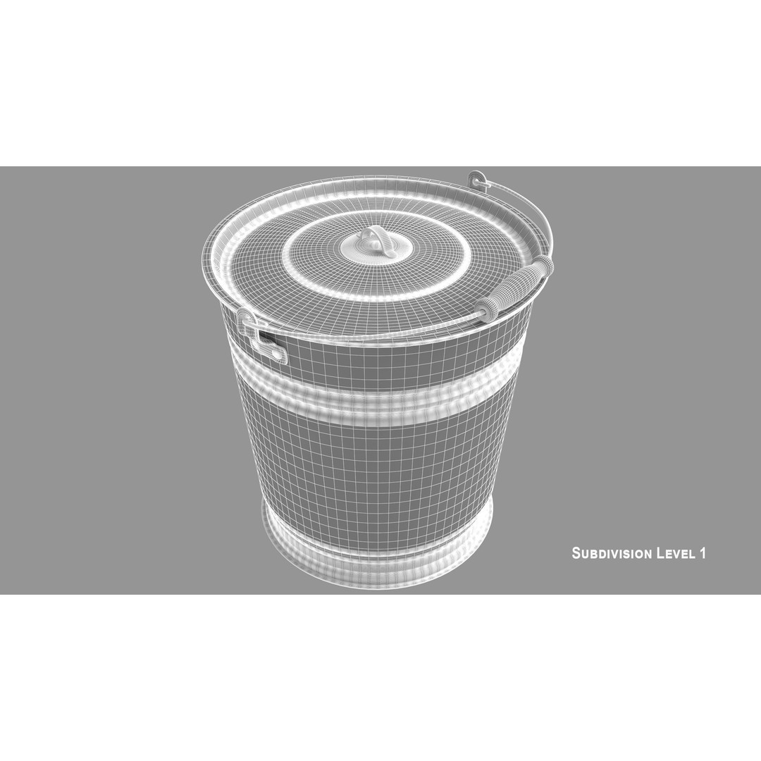 Vintage Bucket 3D Model – Realistic Household Tool, FBX & OBJ - View 13