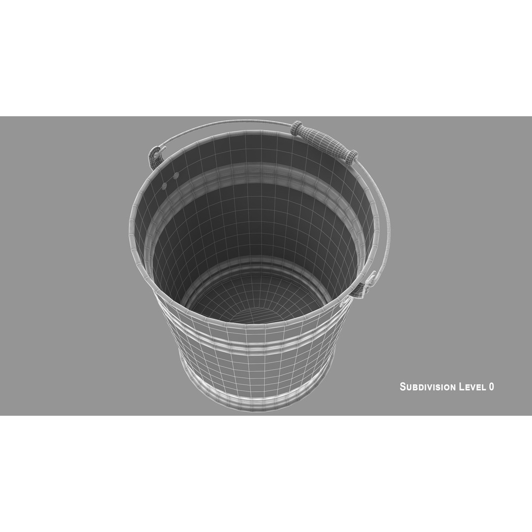 Vintage Bucket 3D Model – Realistic Household Tool, FBX & OBJ - View 14