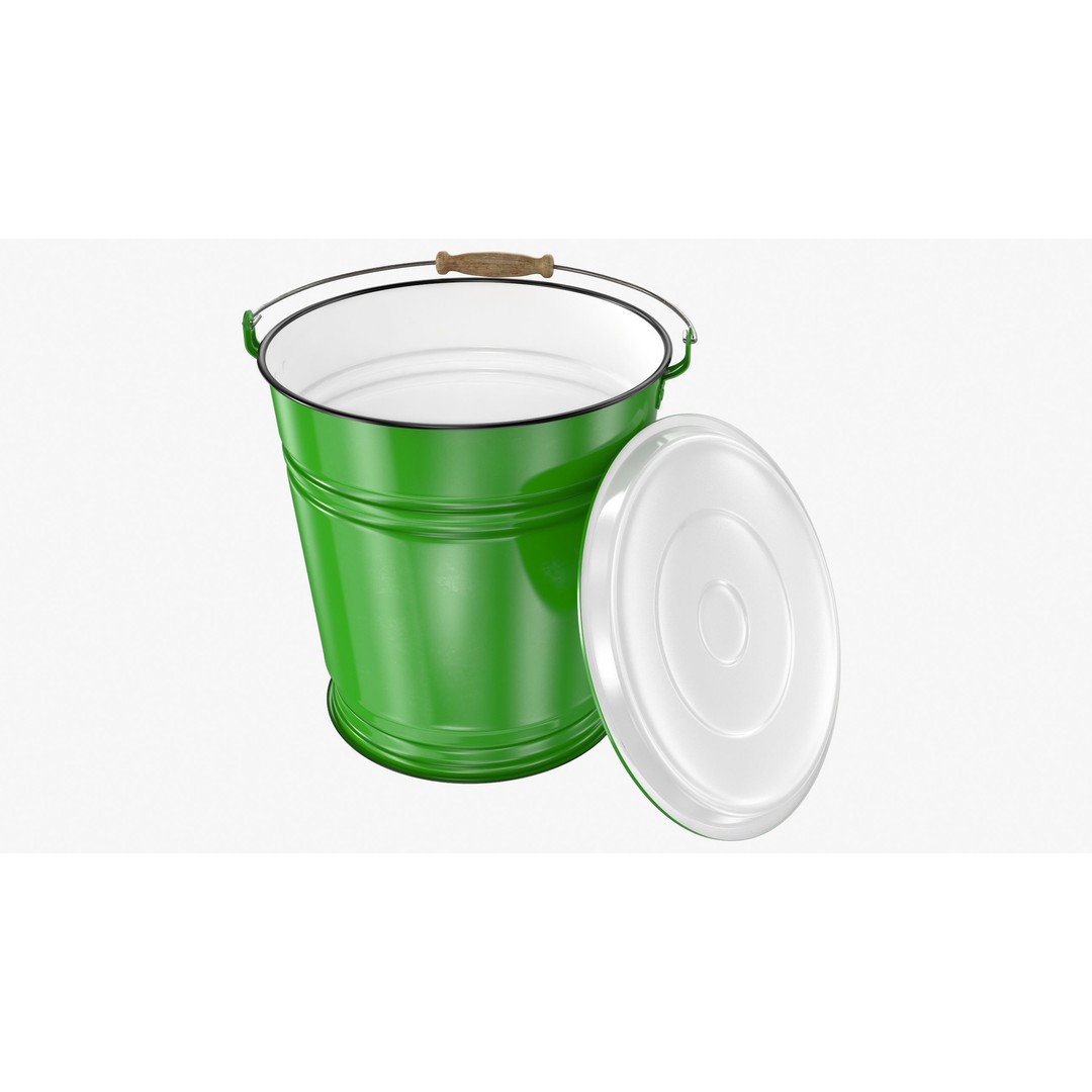Vintage Bucket 3D Model – Realistic Household Tool, FBX & OBJ - View 3