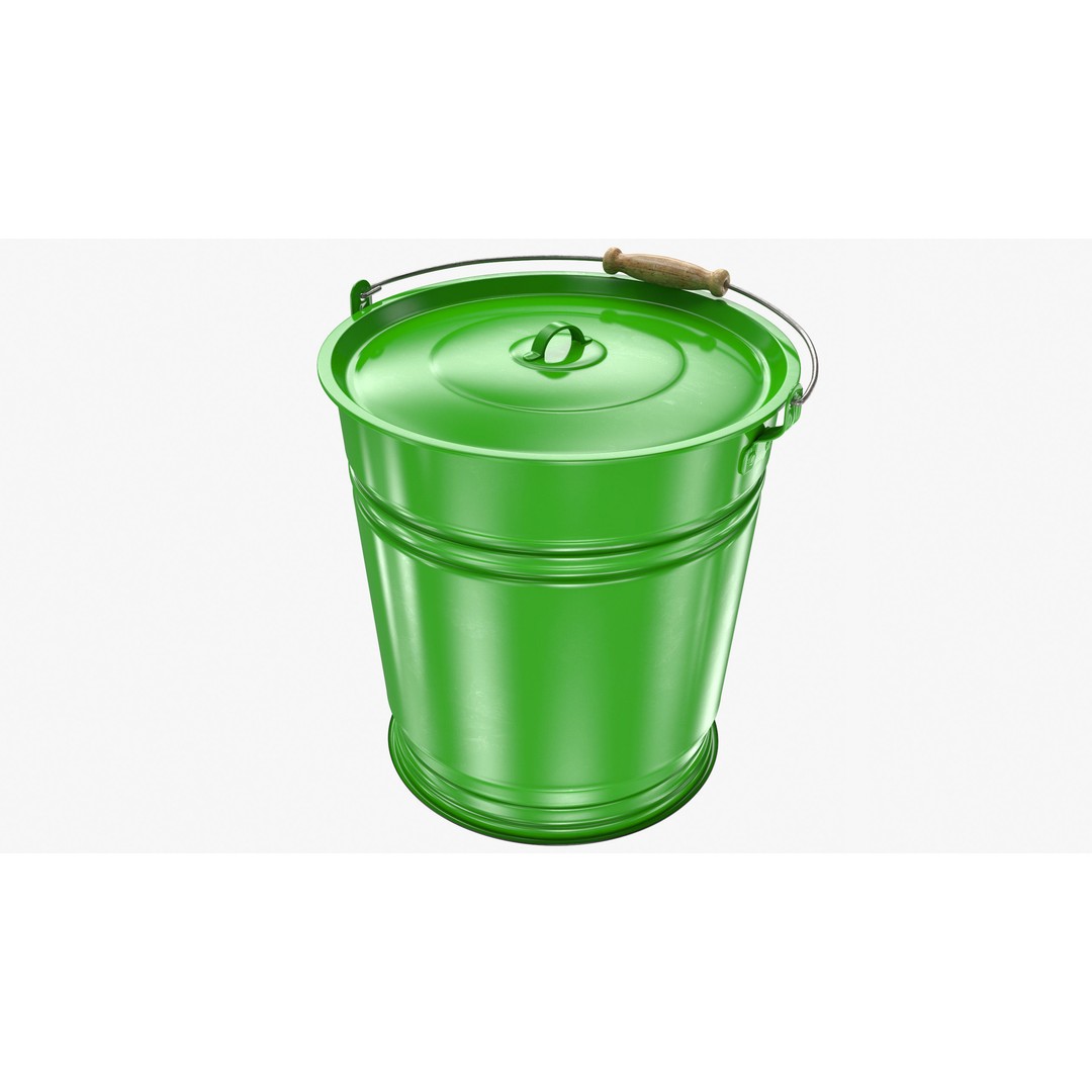 Vintage Bucket 3D Model – Realistic Household Tool, FBX & OBJ - View 4