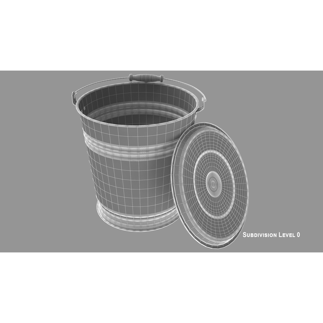 Vintage Bucket 3D Model – Realistic Household Tool, FBX & OBJ - View 8