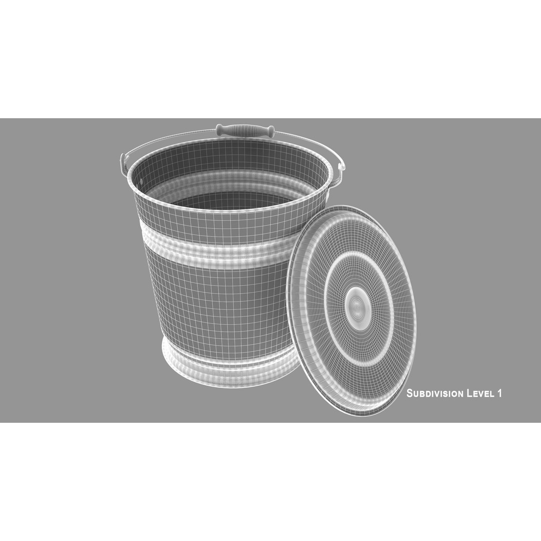 Vintage Bucket 3D Model – Realistic Household Tool, FBX & OBJ - View 9