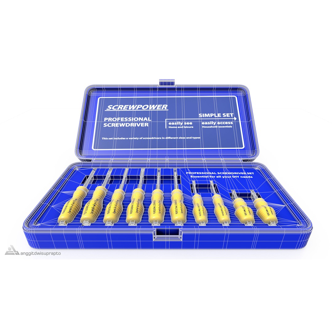 Screwdriver Set 3D Model – Realistic DIY Essentials, FBX - View 13