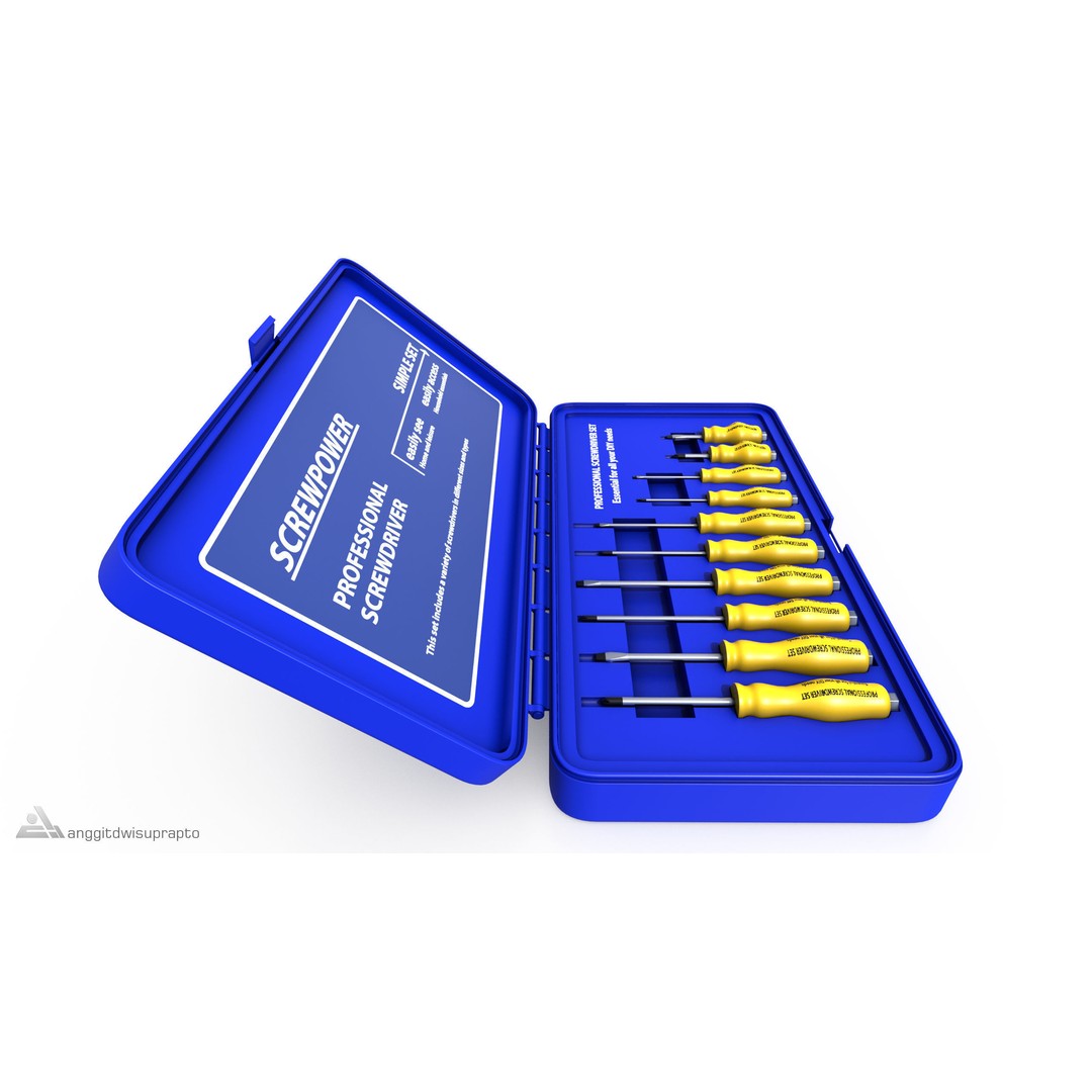 Screwdriver Set 3D Model – Realistic DIY Essentials, FBX - View 3