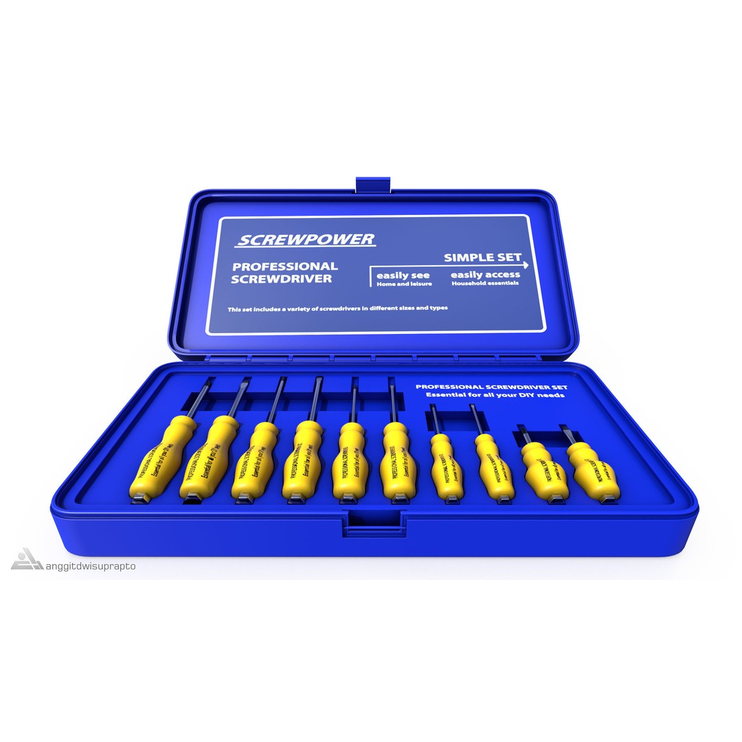 Screwdriver Set 3D Model – Realistic DIY Essentials, FBX - View 4