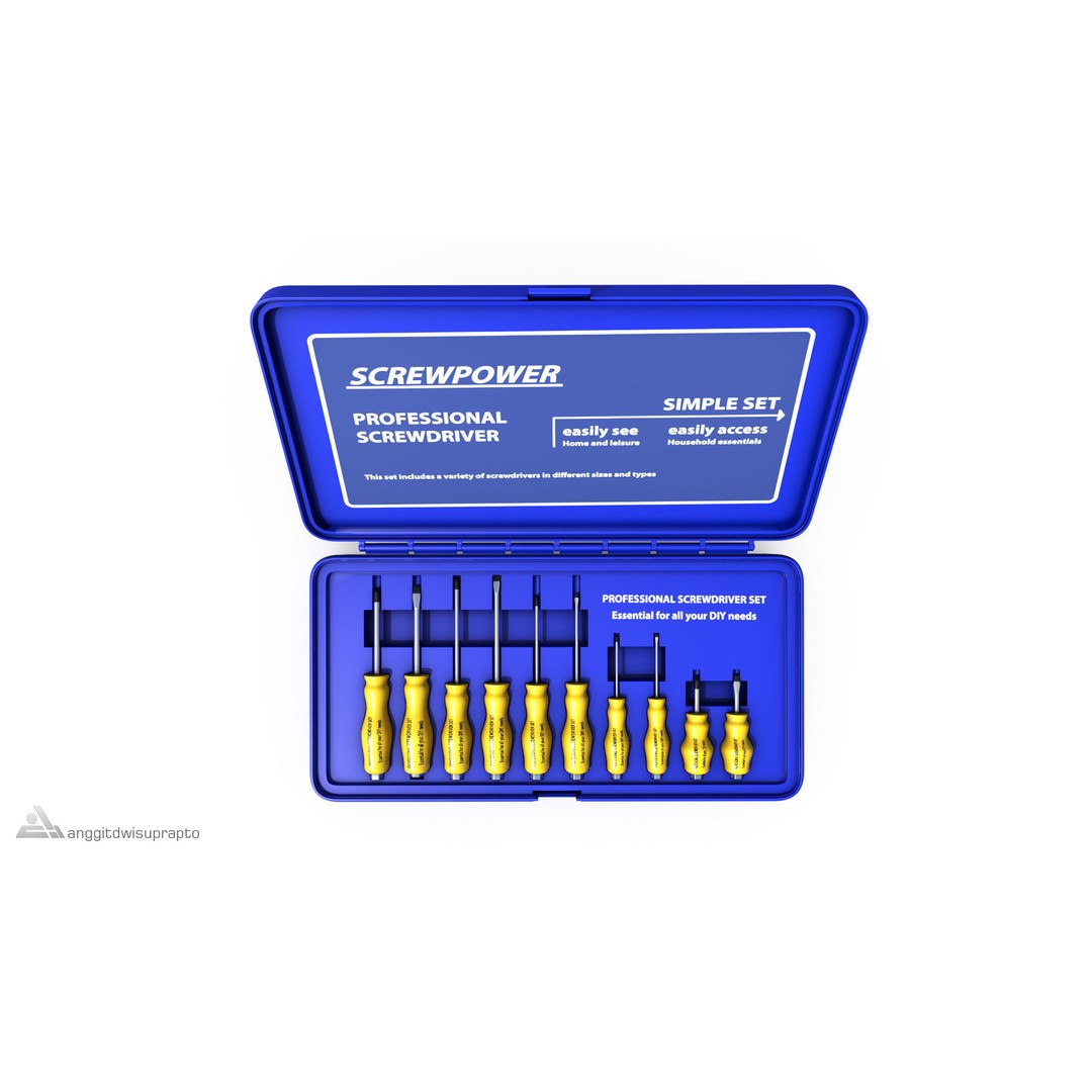 Screwdriver Set 3D Model – Realistic DIY Essentials, FBX - View 5