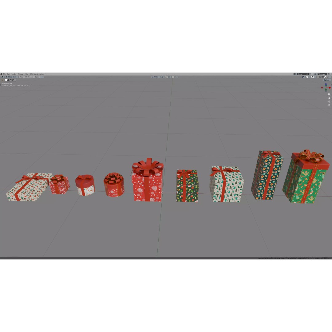 Christmas Gift Box 3D Model – Low Poly Collection for Rendering - View 22