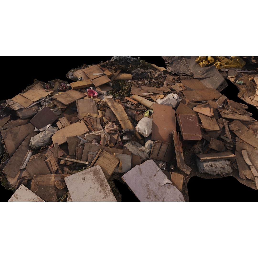 Household and Construction Waste 3D Model – 8K Scanned PBR Asset, FBX - View 4