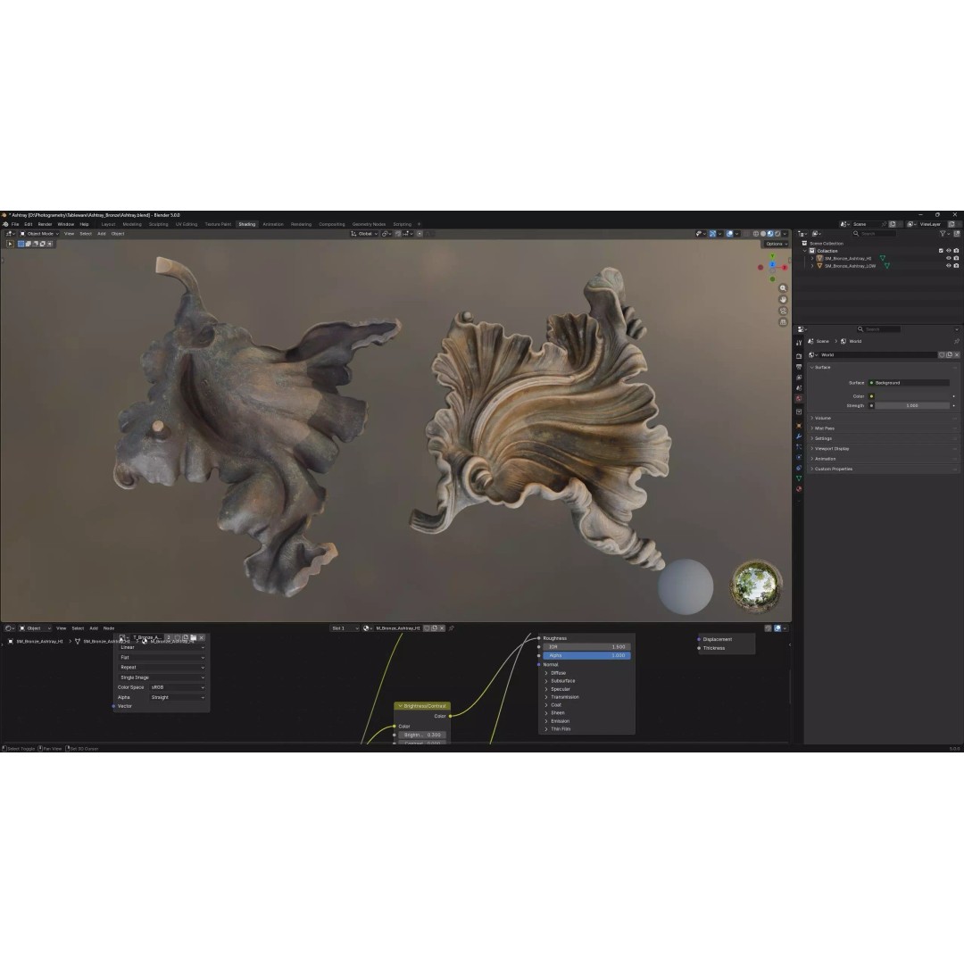 Bronze Ashtray 3D Model – Low Poly Game Ready Asset, FBX - View 7