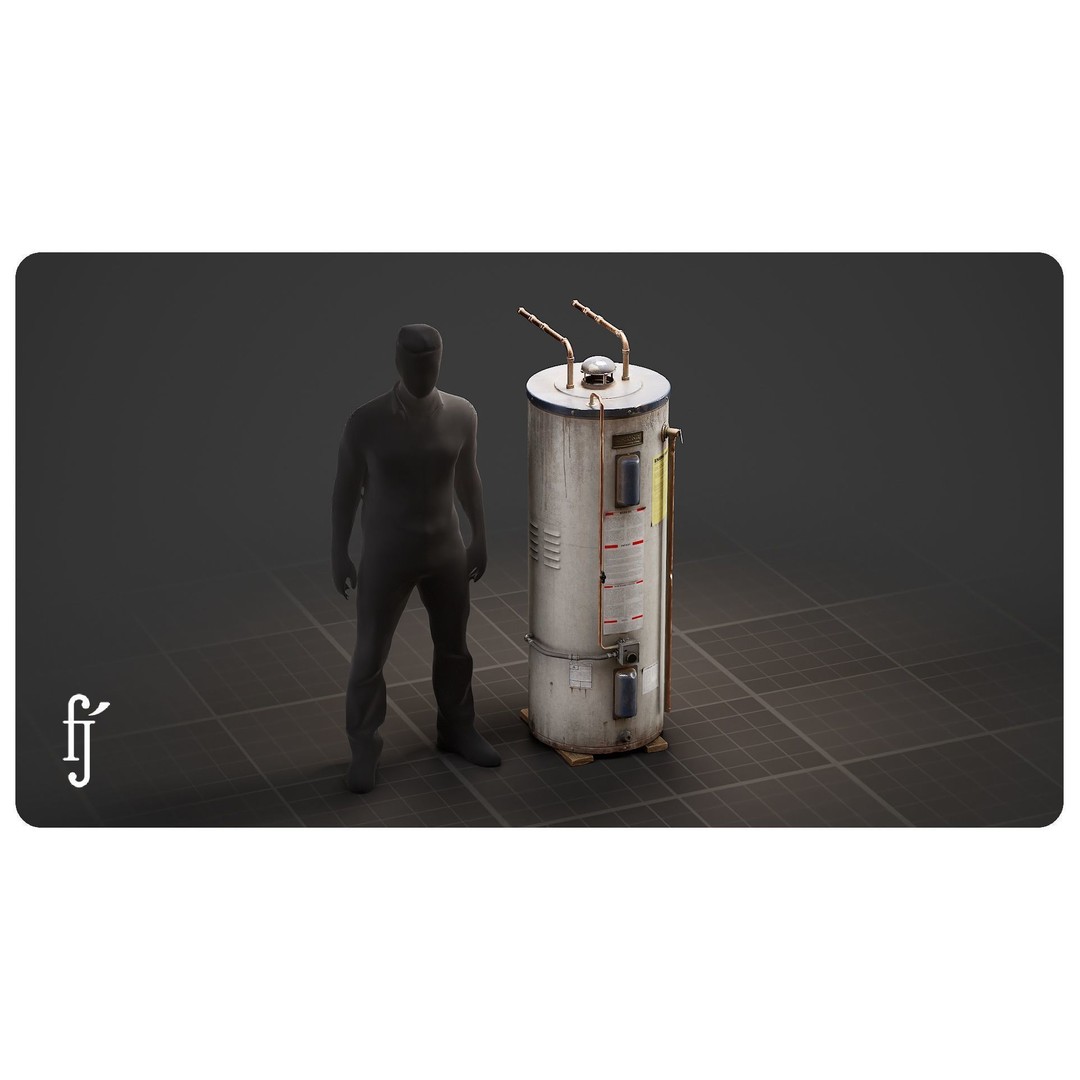 Residential Water Heater 3D Model – High Poly PBR Asset, FBX