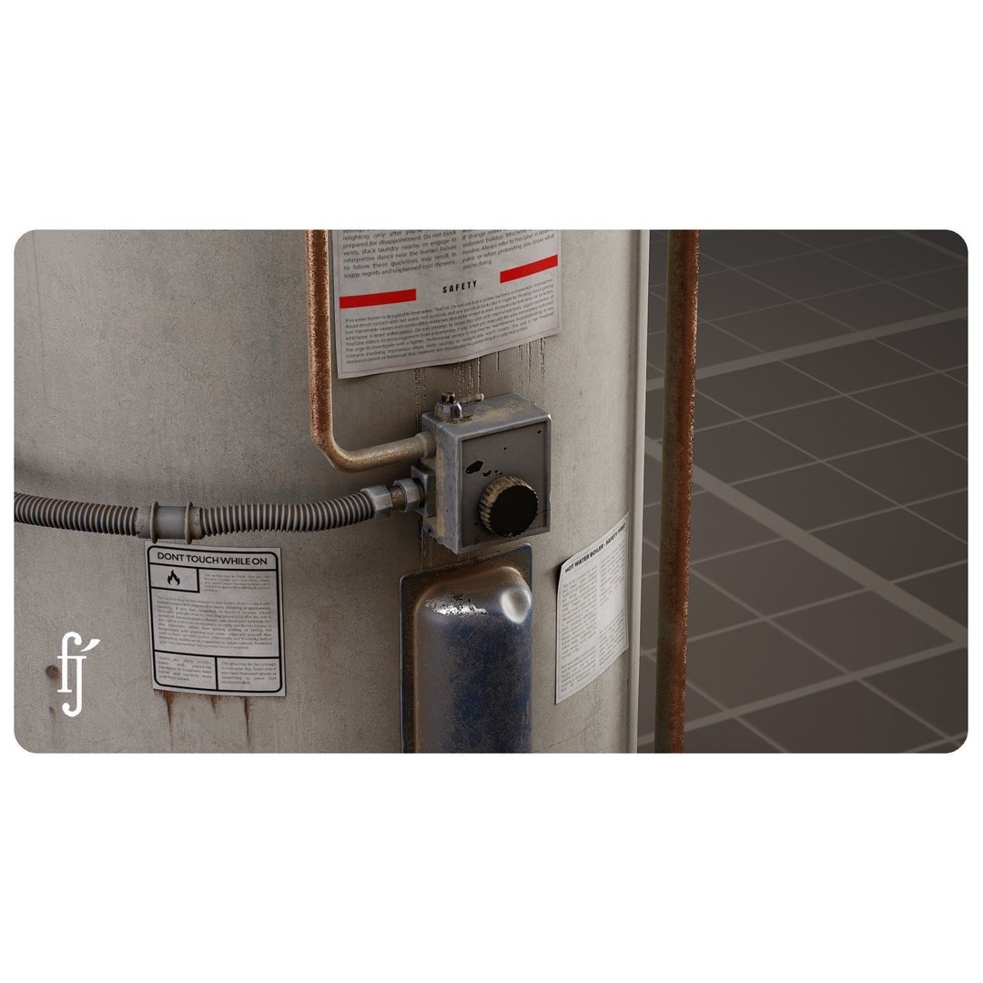 Residential Water Heater 3D Model – High Poly PBR Asset, FBX - View 11