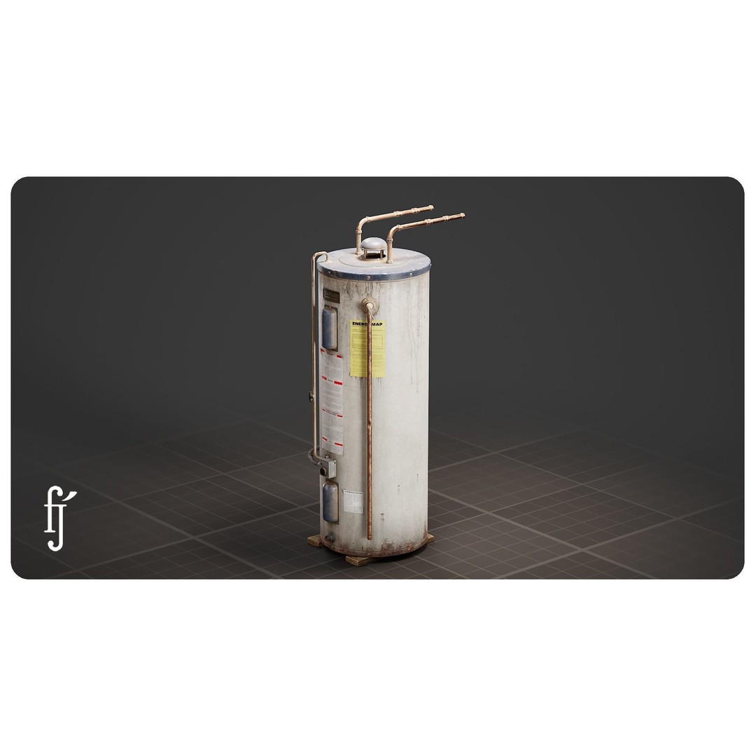 Residential Water Heater 3D Model – High Poly PBR Asset, FBX - View 3