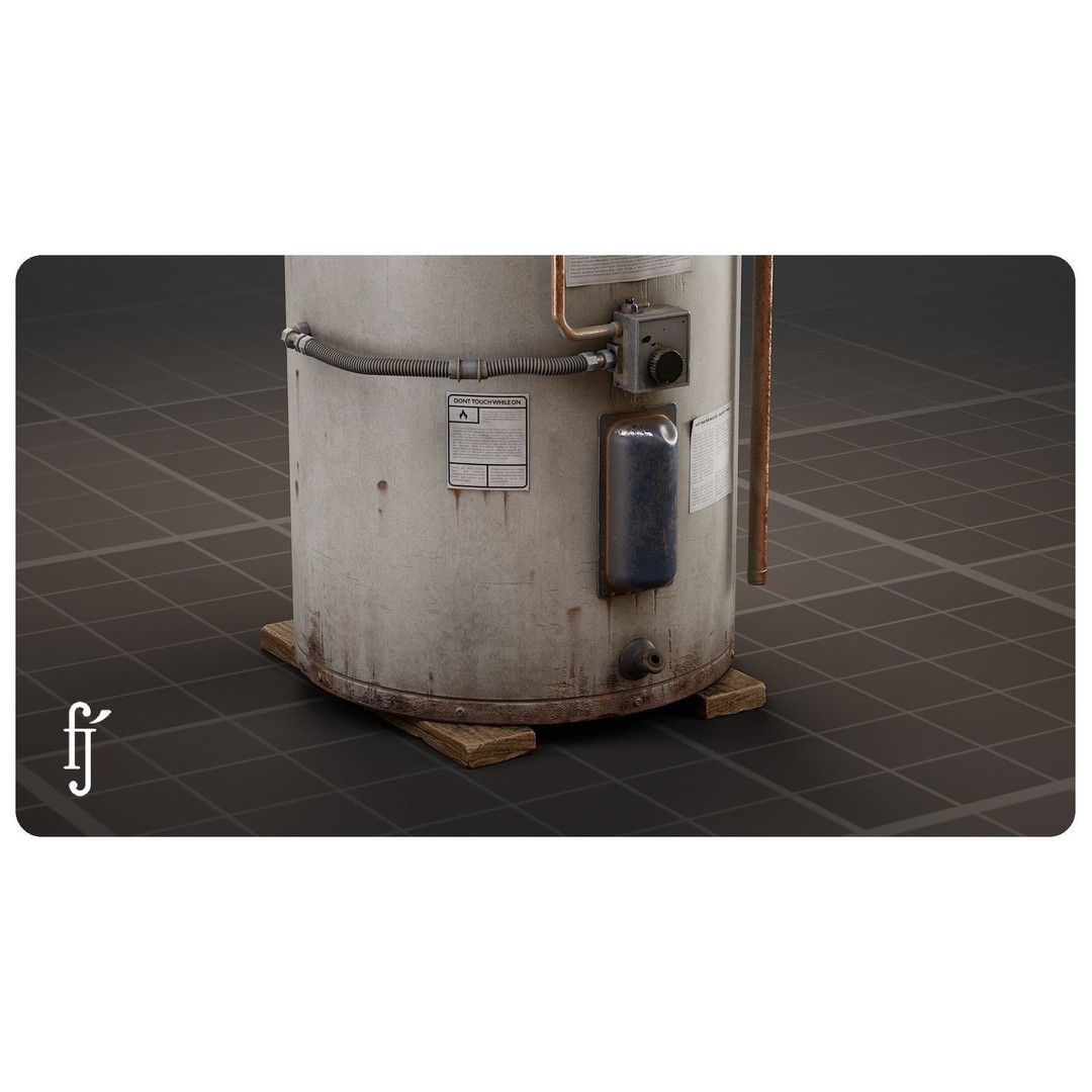 Residential Water Heater 3D Model – High Poly PBR Asset, FBX - View 6