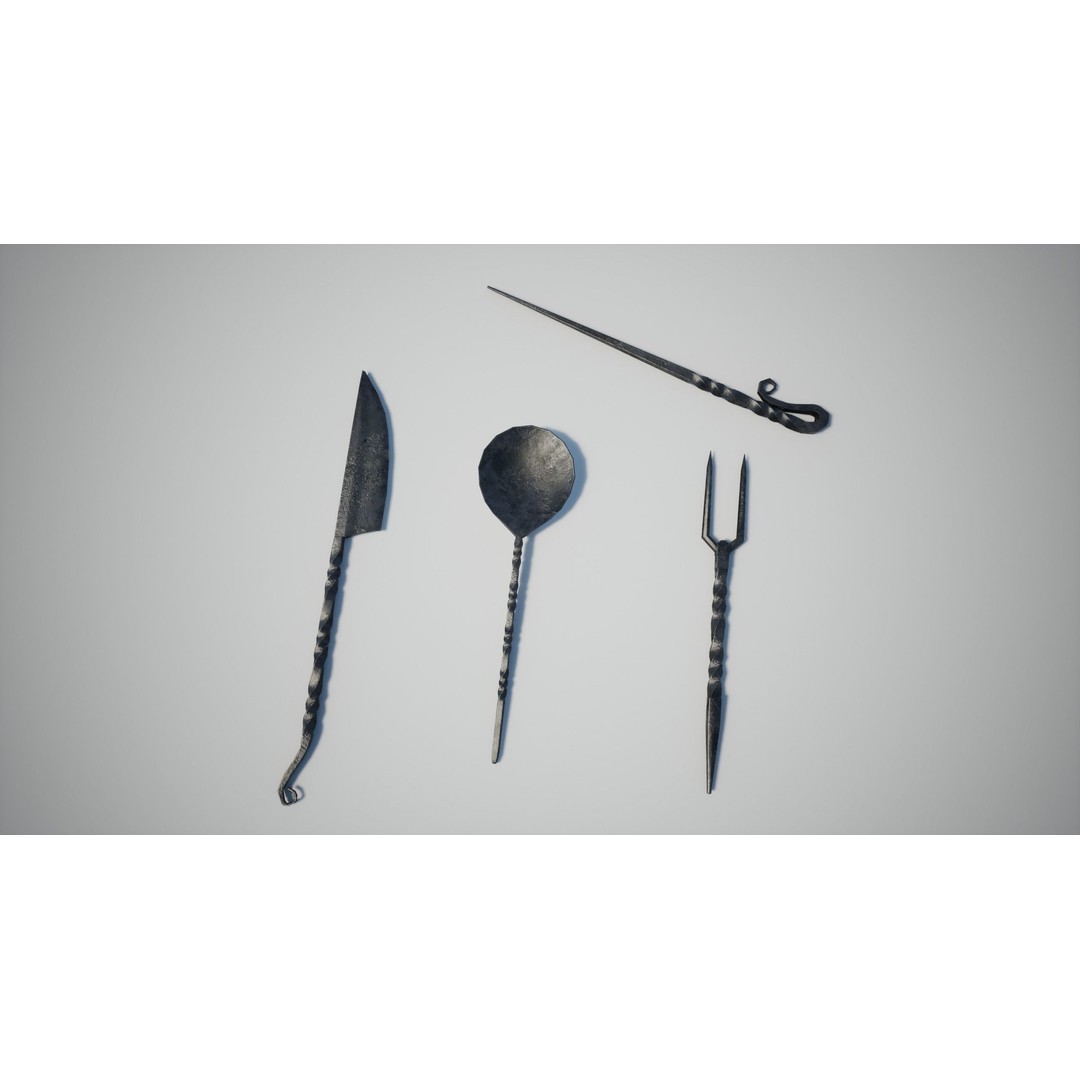 Medieval Cutlery 3D Model – Low Poly Game-Ready Asset, PBR Textures - View 5