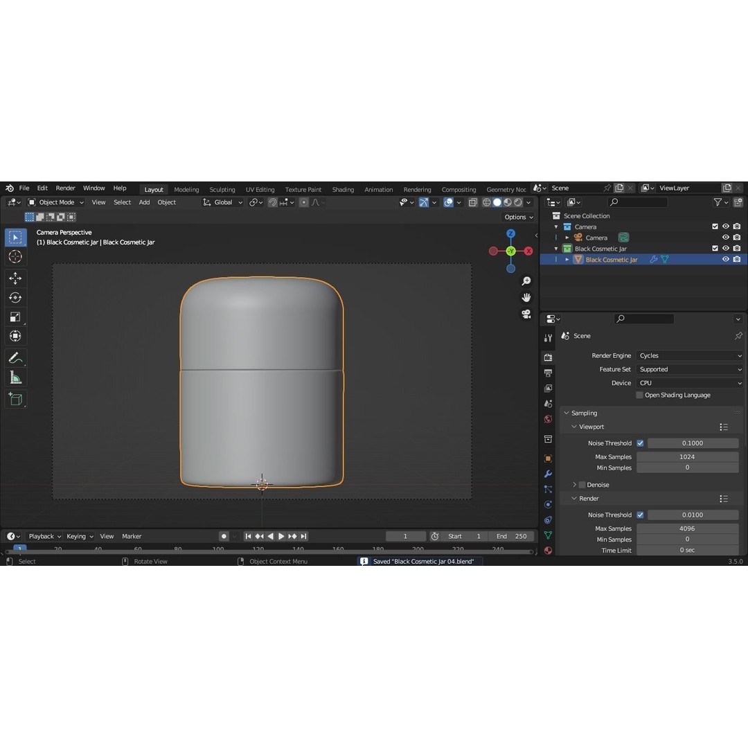 Black Cosmetic Jar 04 3D Model – PBR Textured, FBX Format - View 9