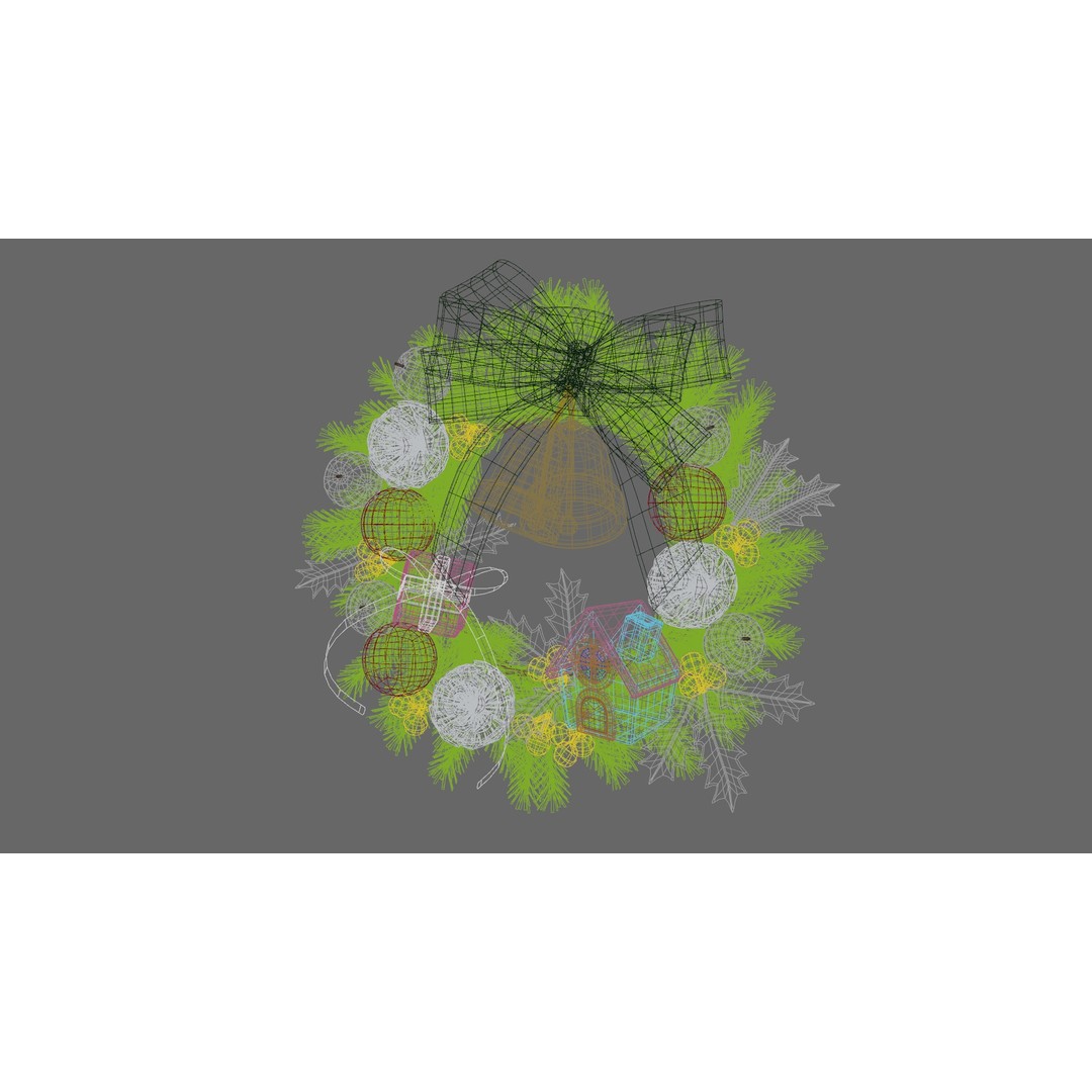 Christmas Wreath 3D Model – Low Poly PBR Decorative Asset, FBX