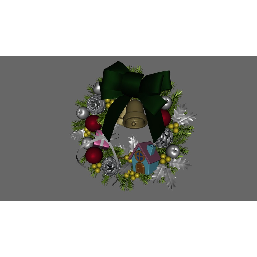 Christmas Wreath 3D Model – Low Poly PBR Decorative Asset, FBX - View 12