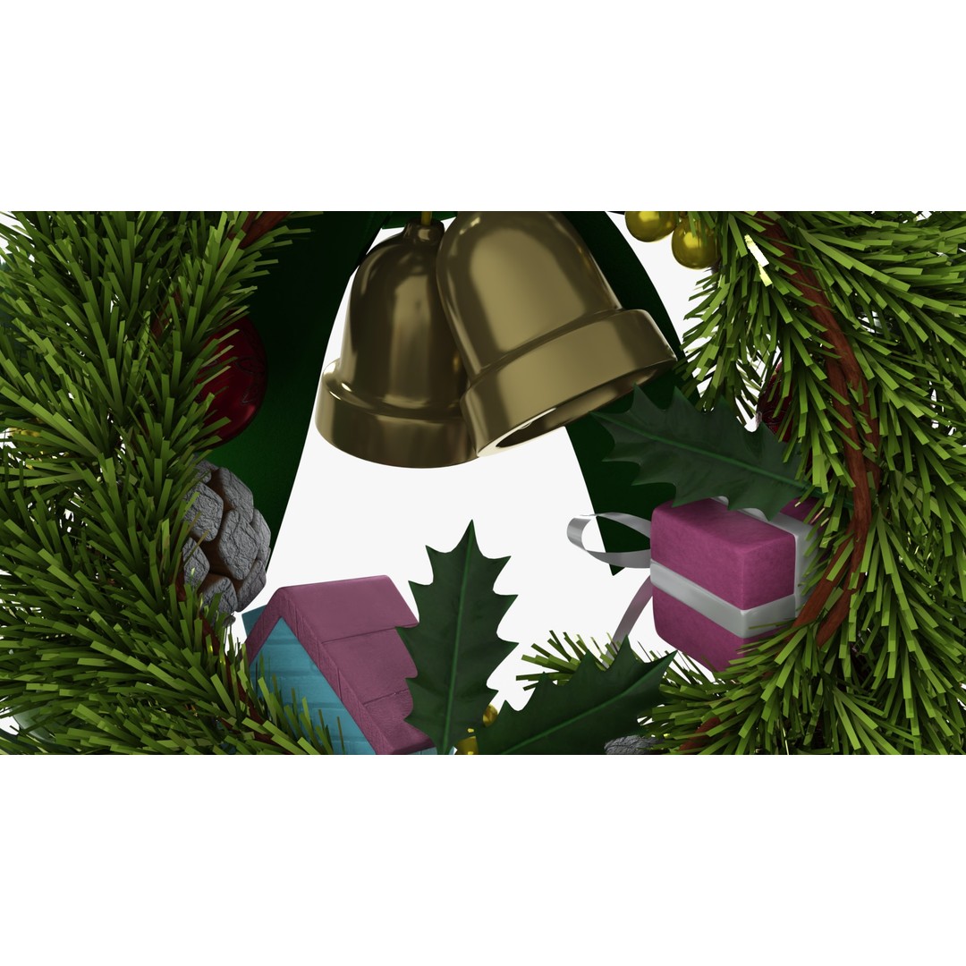 Christmas Wreath 3D Model – Low Poly PBR Decorative Asset, FBX - View 5