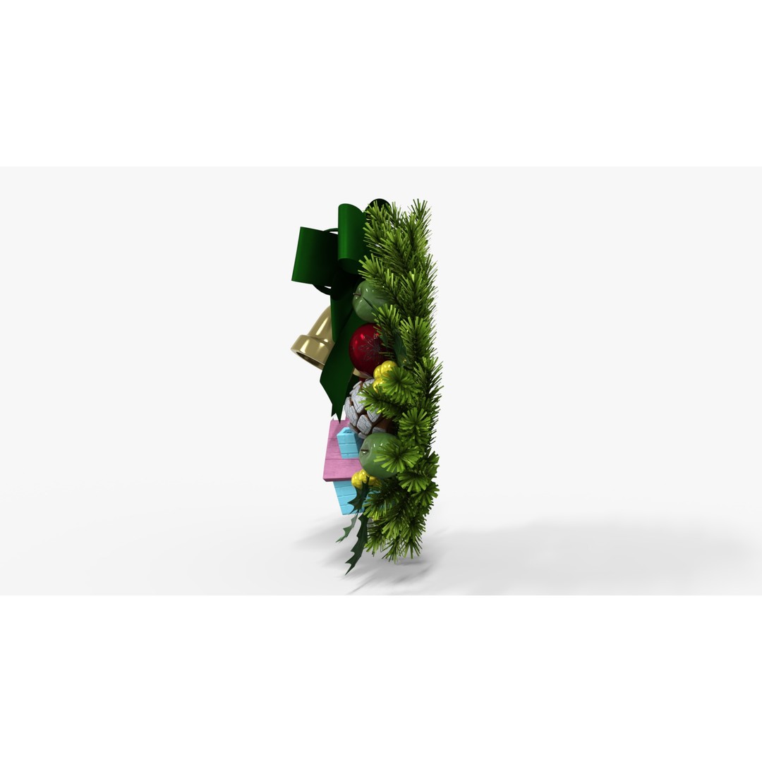 Christmas Wreath 3D Model – Low Poly PBR Decorative Asset, FBX - View 9