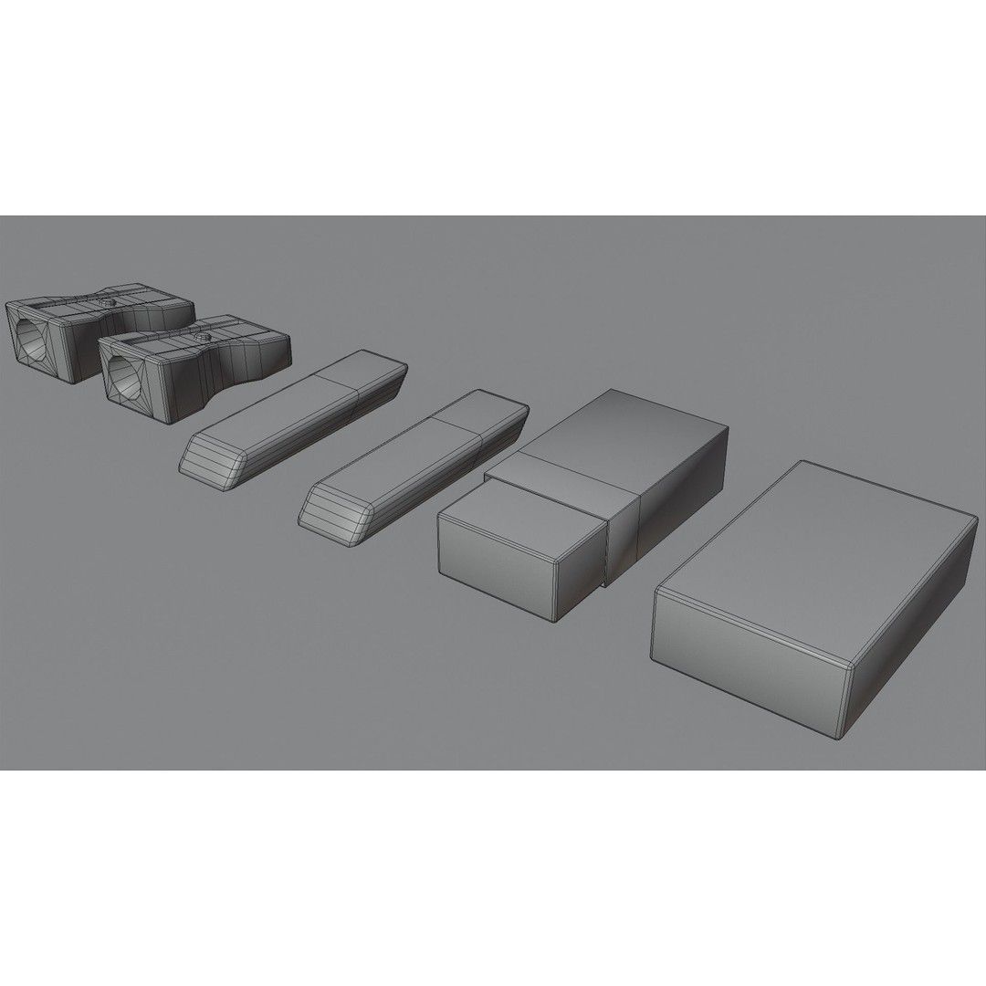 Eraser & Pencil Sharpener 3D Model – Low Poly Game Asset, FBX, Blender - View 11