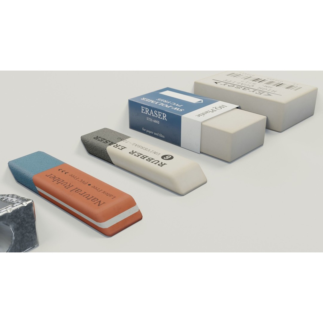 Eraser & Pencil Sharpener 3D Model – Low Poly Game Asset, FBX, Blender - View 14