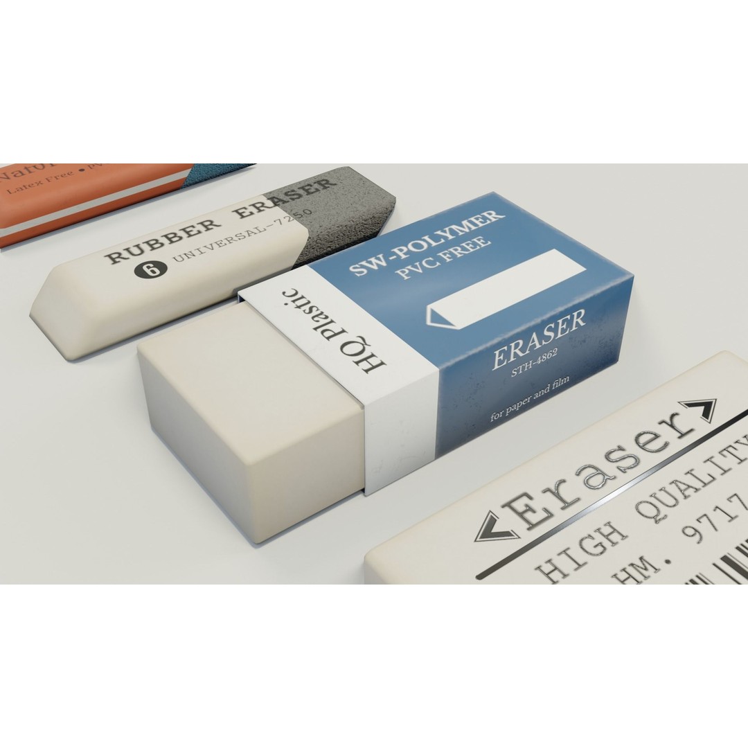 Eraser & Pencil Sharpener 3D Model – Low Poly Game Asset, FBX, Blender - View 6