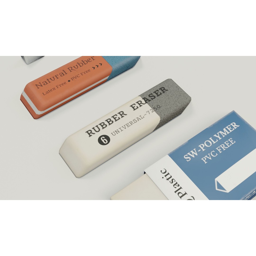 Eraser & Pencil Sharpener 3D Model – Low Poly Game Asset, FBX, Blender - View 7