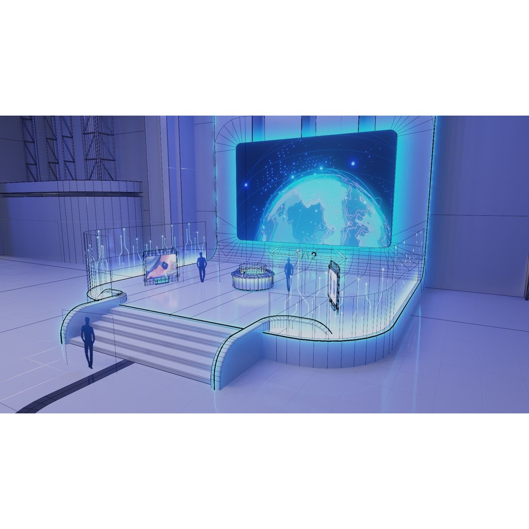 Sci-Fi Exhibition Hall Interior 3D Model – High Poly Game Asset, Blender, FBX - View 10