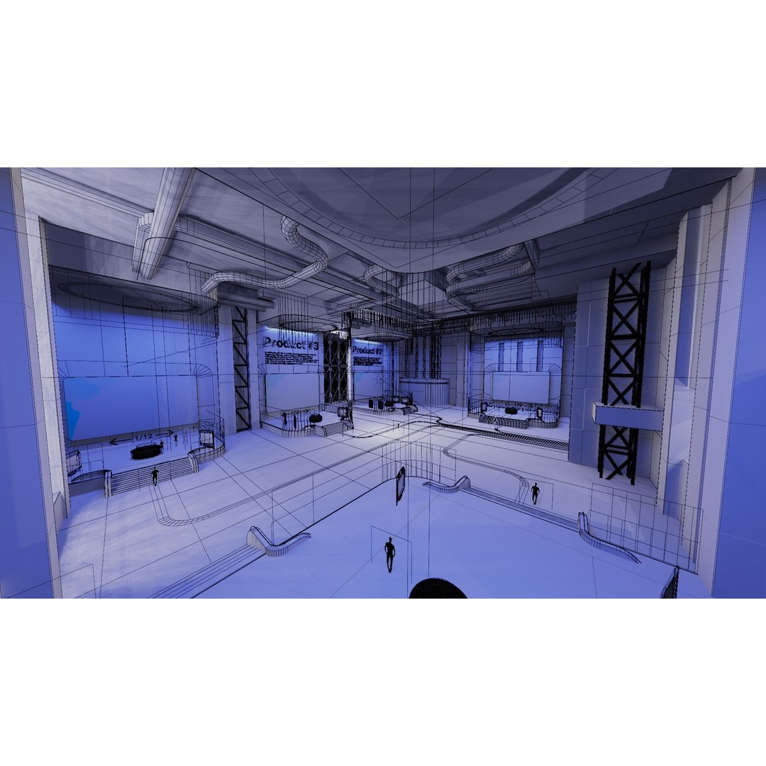Sci-Fi Exhibition Hall Interior 3D Model – High Poly Game Asset, Blender, FBX - View 14