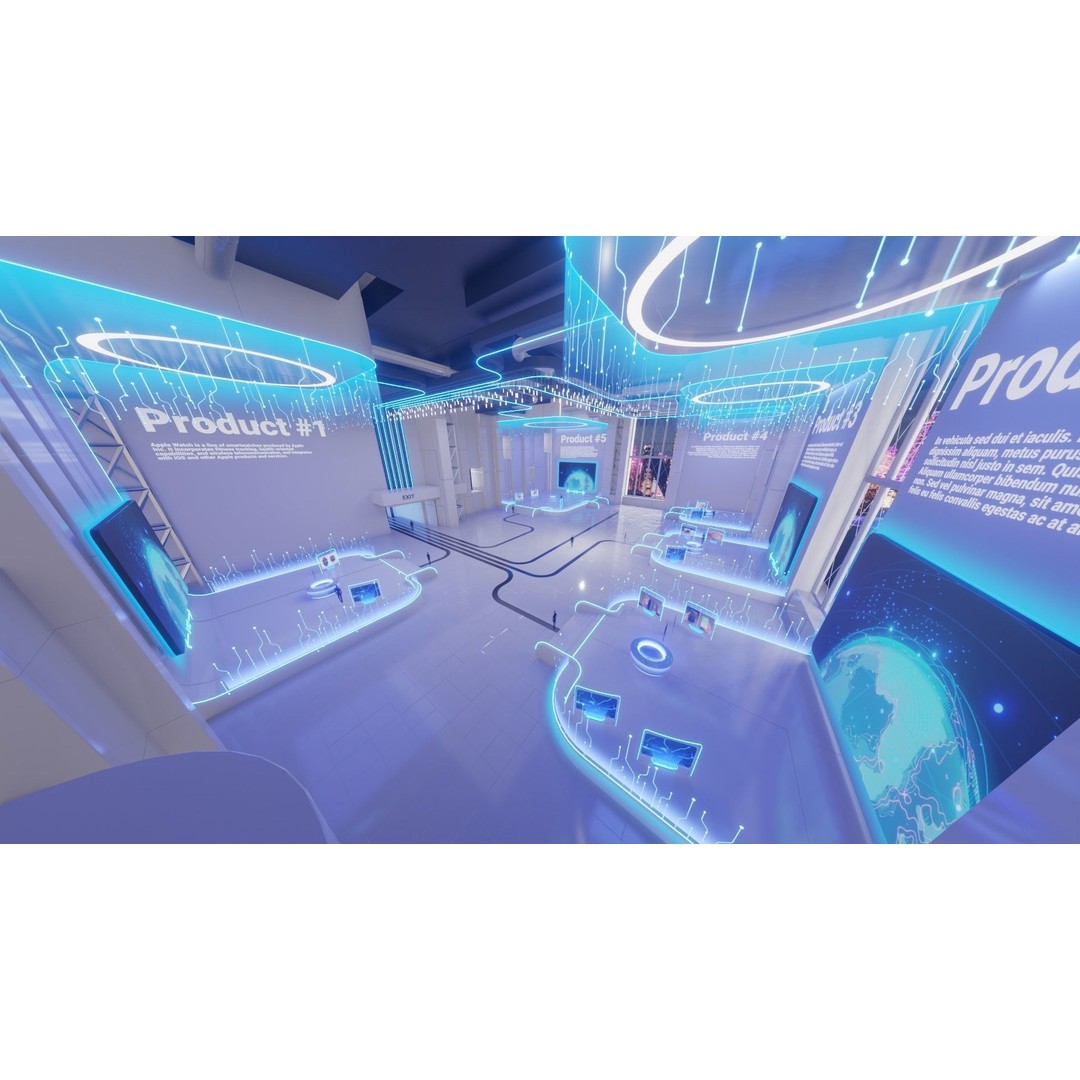 Sci-Fi Exhibition Hall Interior 3D Model – High Poly Game Asset, Blender, FBX - View 4