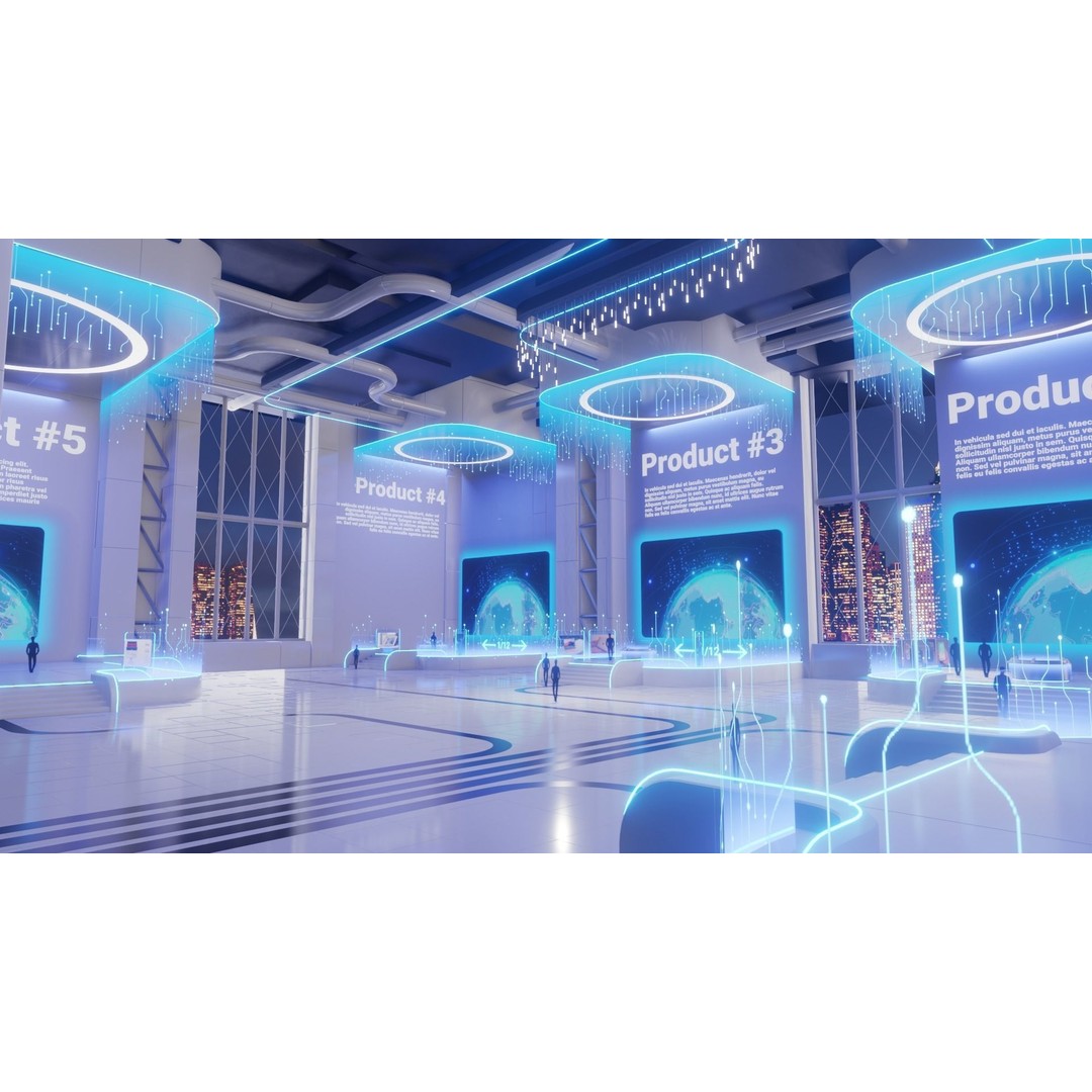 Sci-Fi Exhibition Hall Interior 3D Model – High Poly Game Asset, Blender, FBX - View 5