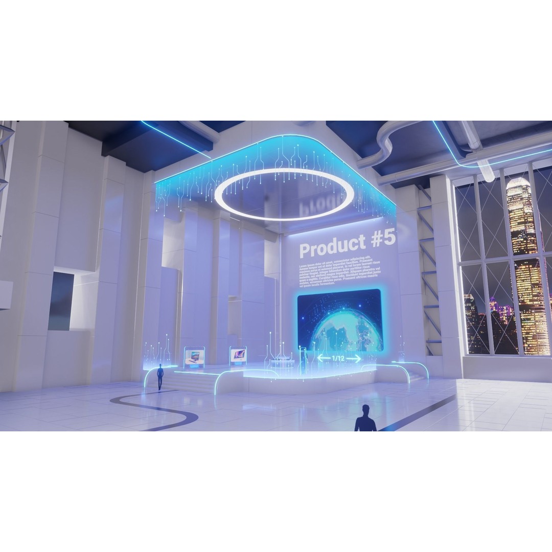 Sci-Fi Exhibition Hall Interior 3D Model – High Poly Game Asset, Blender, FBX - View 7