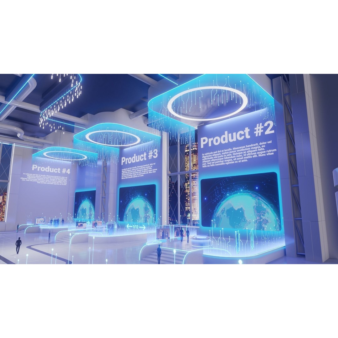 Sci-Fi Exhibition Hall Interior 3D Model – High Poly Game Asset, Blender, FBX - View 8