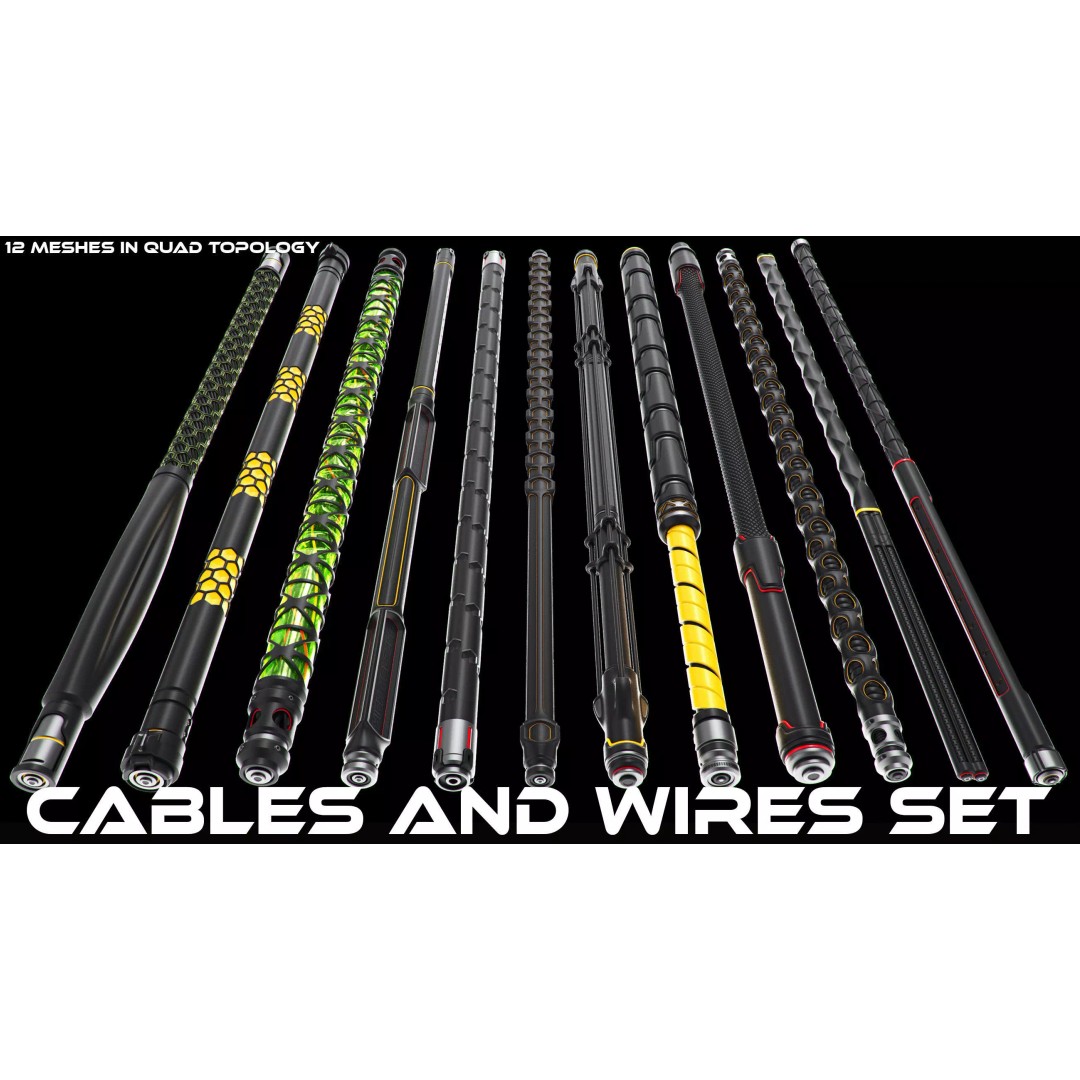 Cables and Wires 3D Model – Quad Mesh Topology, OBJ Format - View 2
