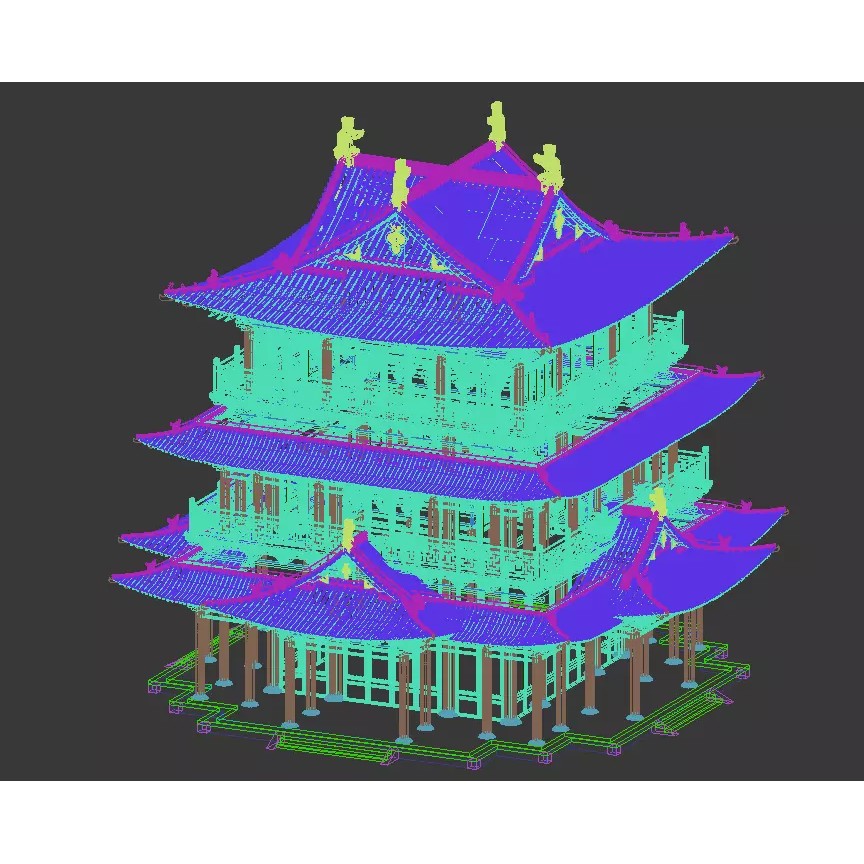 Ancient Chinese Buildings 3D Model – Traditional Architectural Structures, FBX