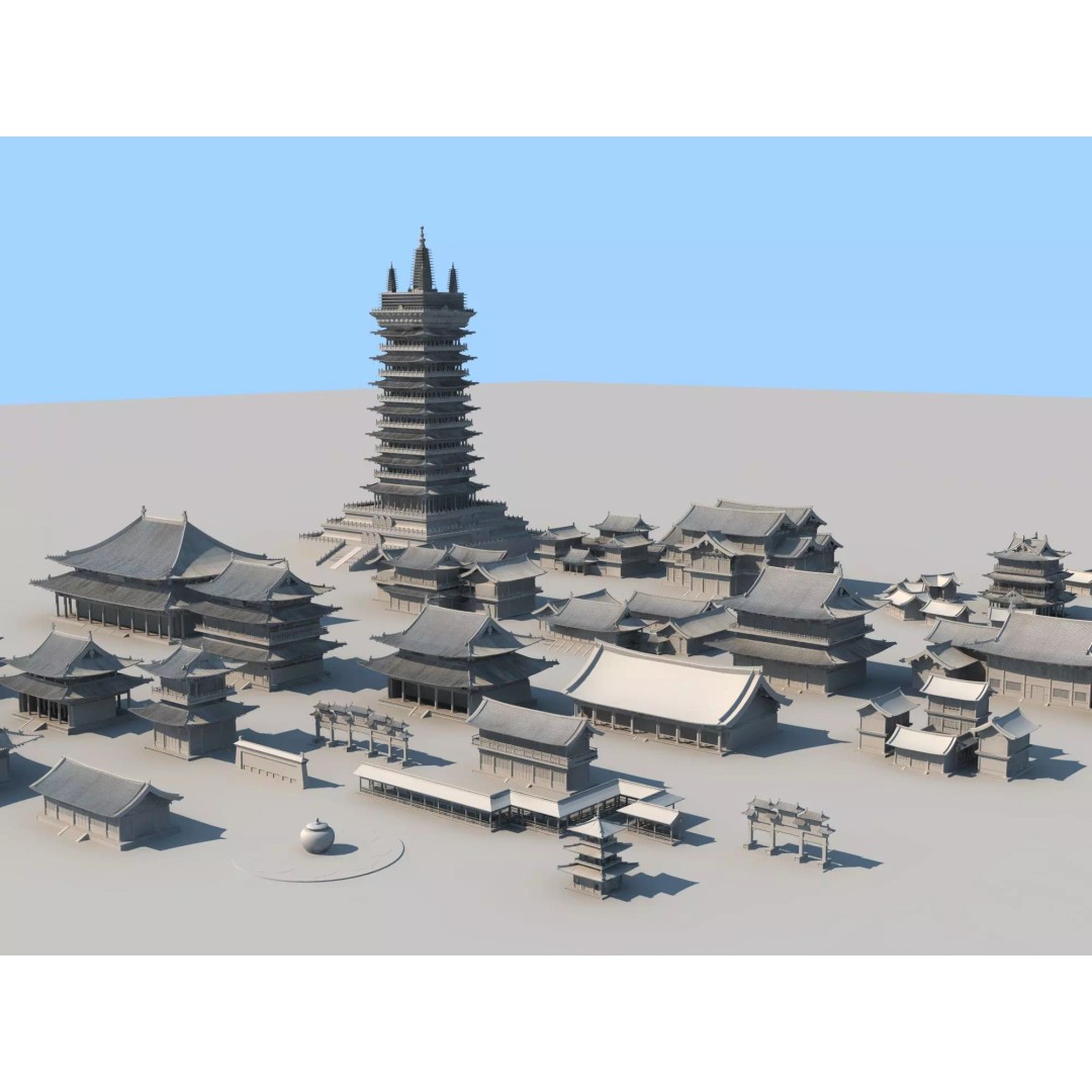 Ancient Chinese Buildings 3D Model – Traditional Architectural Structures, FBX - View 10