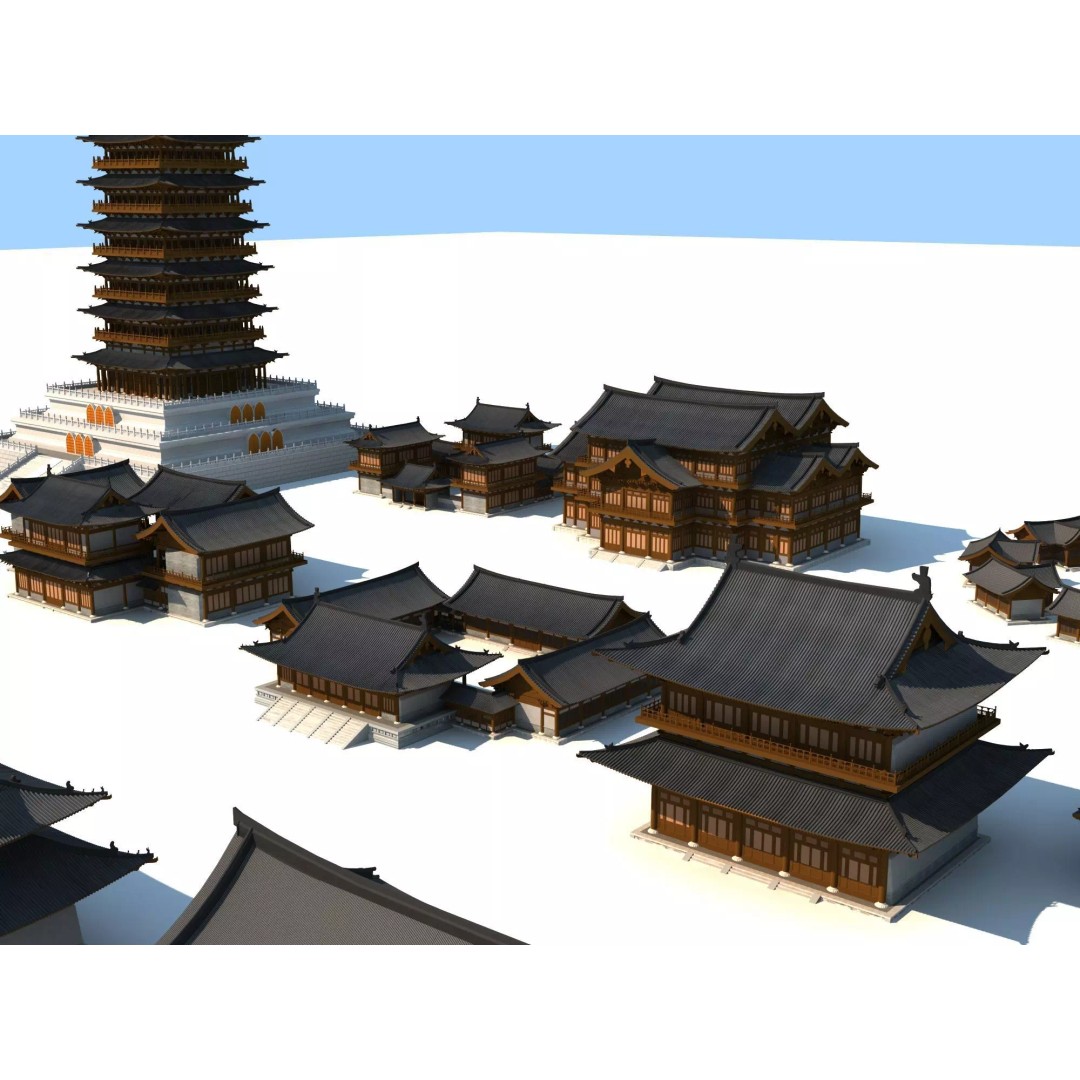 Ancient Chinese Buildings 3D Model – Traditional Architectural Structures, FBX - View 5