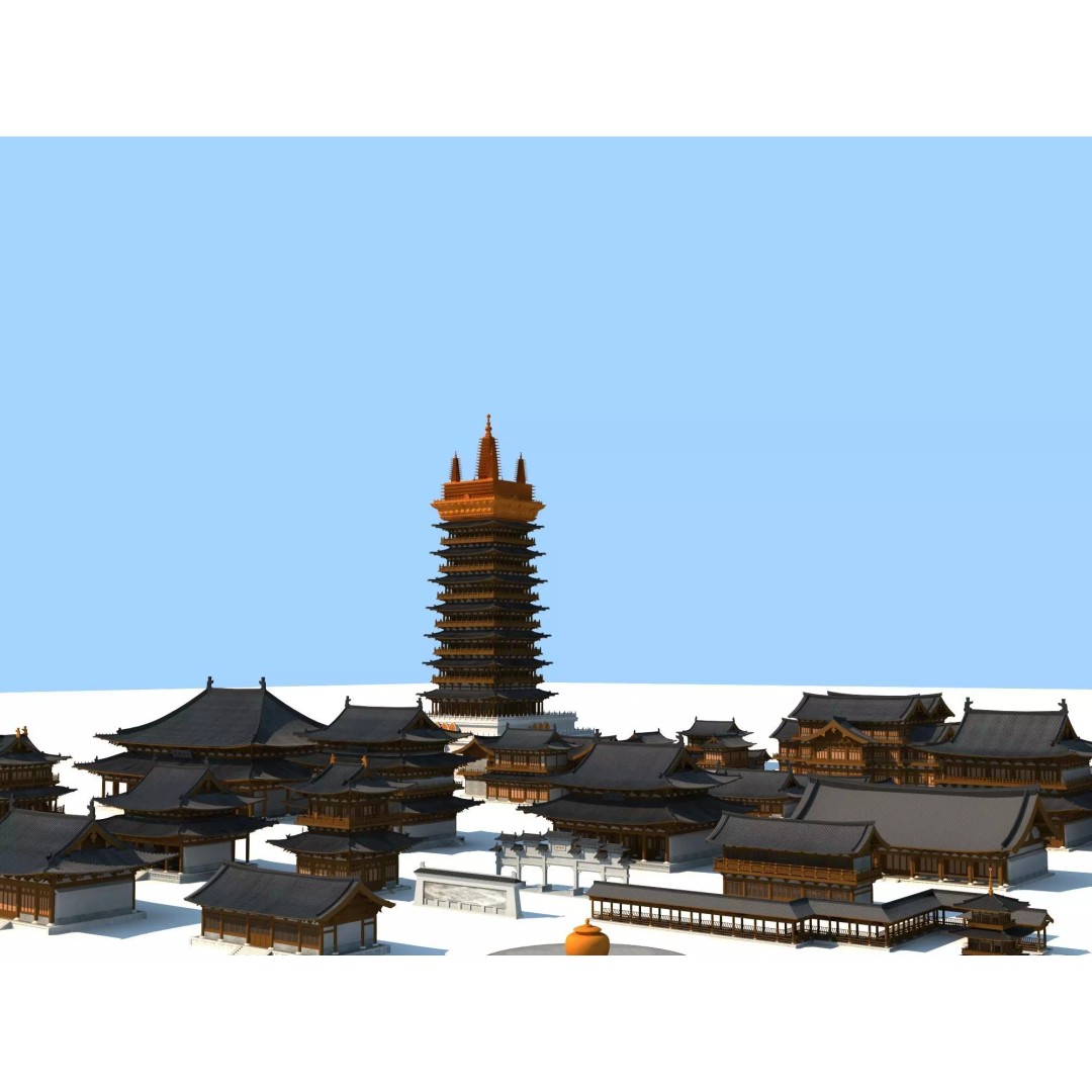 Ancient Chinese Buildings 3D Model – Traditional Architectural Structures, FBX - View 6