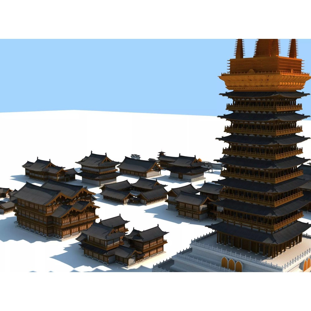 Ancient Chinese Buildings 3D Model – Traditional Architectural Structures, FBX - View 7