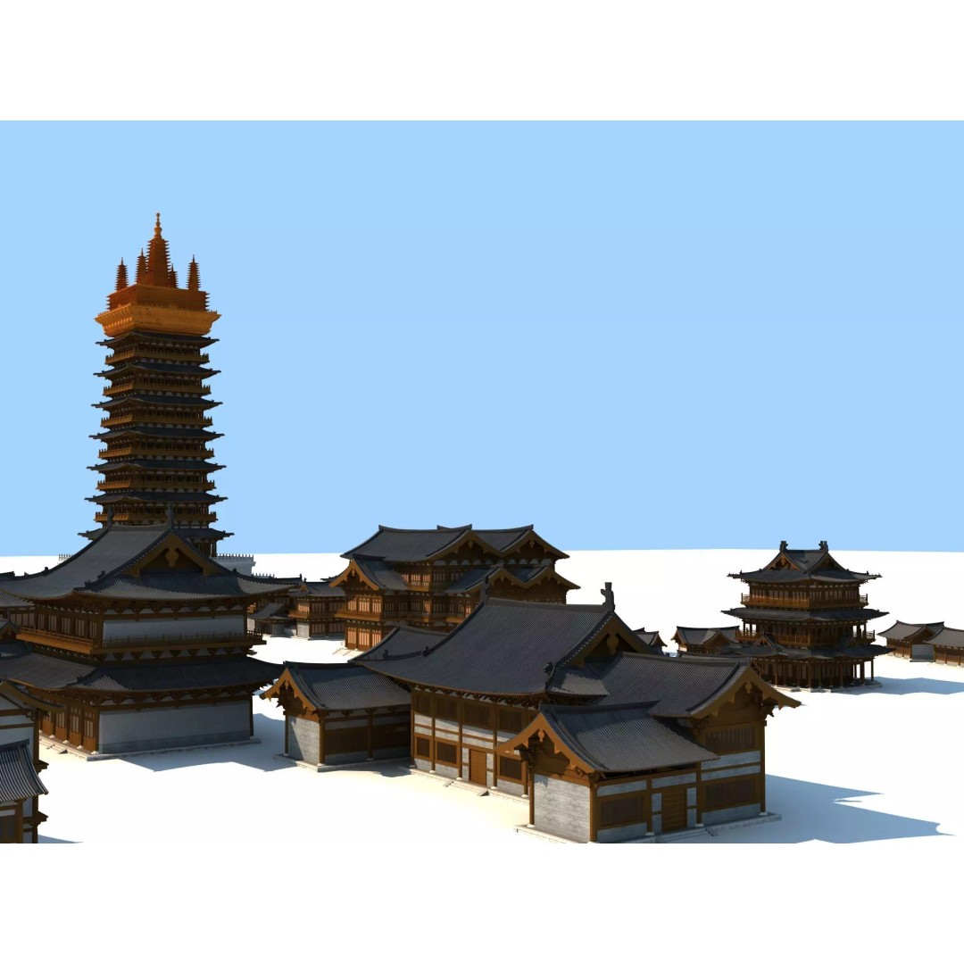 Ancient Chinese Buildings 3D Model – Traditional Architectural Structures, FBX - View 9
