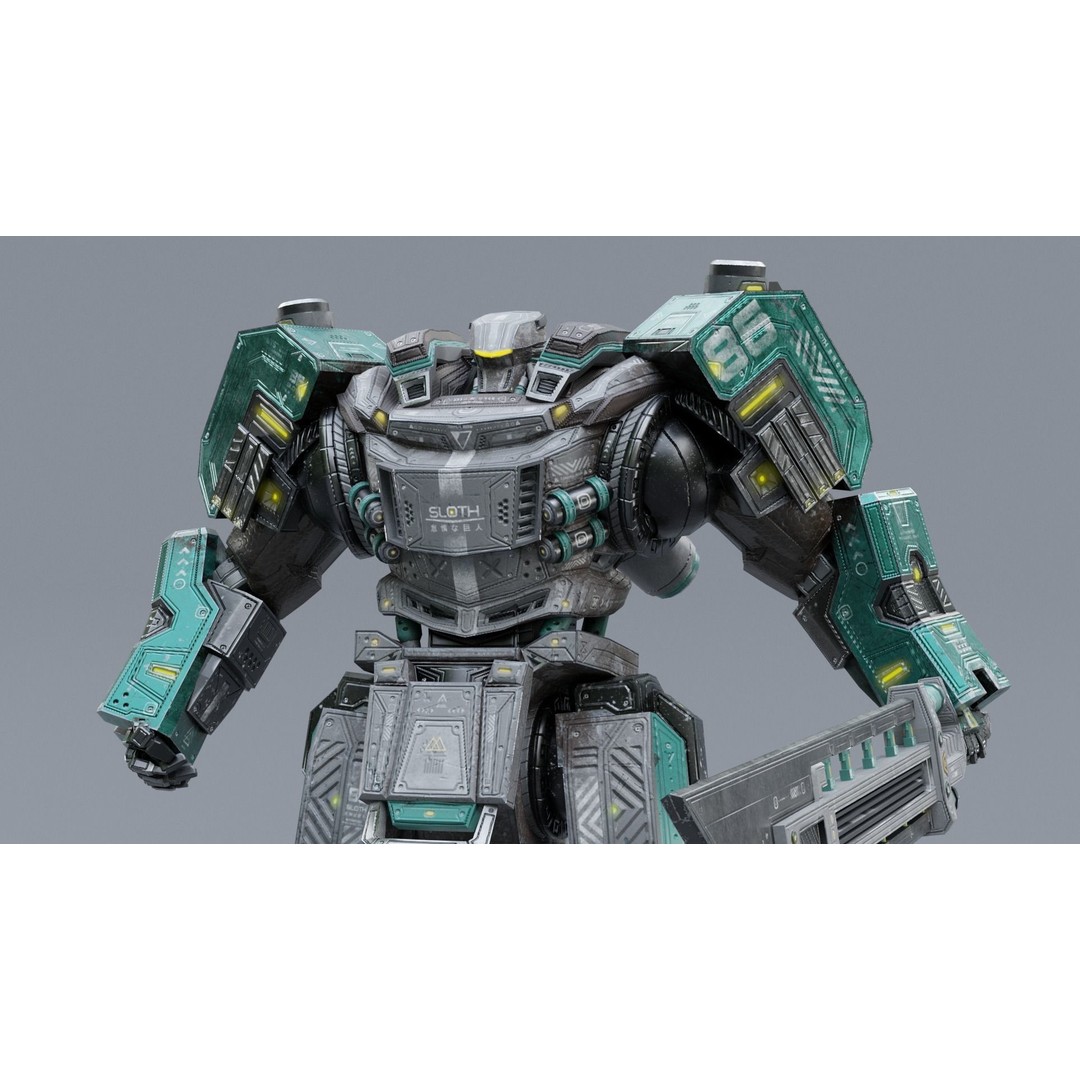 Sloth Mech 3D Model – Low Poly Rigged Character with Greatsword, FBX - View 11