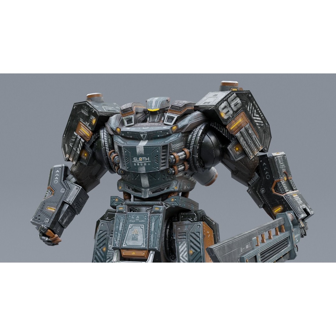 Sloth Mech 3D Model – Low Poly Rigged Character with Greatsword, FBX - View 13