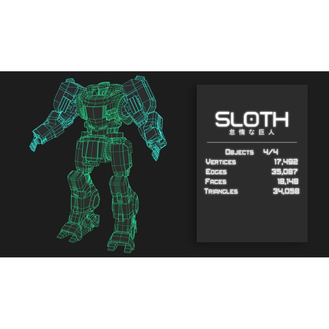 Sloth Mech 3D Model – Low Poly Rigged Character with Greatsword, FBX - View 21