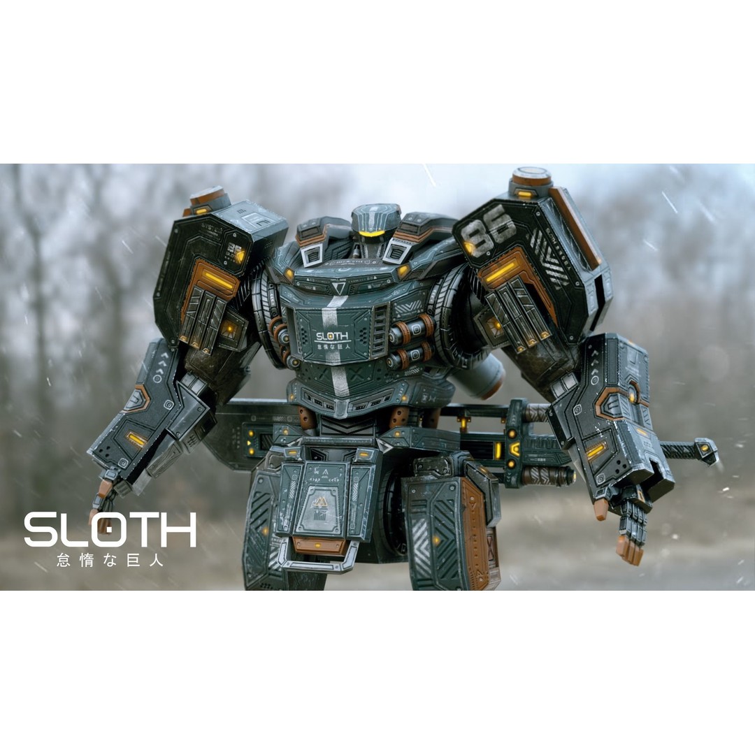 Sloth Mech 3D Model – Low Poly Rigged Character with Greatsword, FBX - View 3