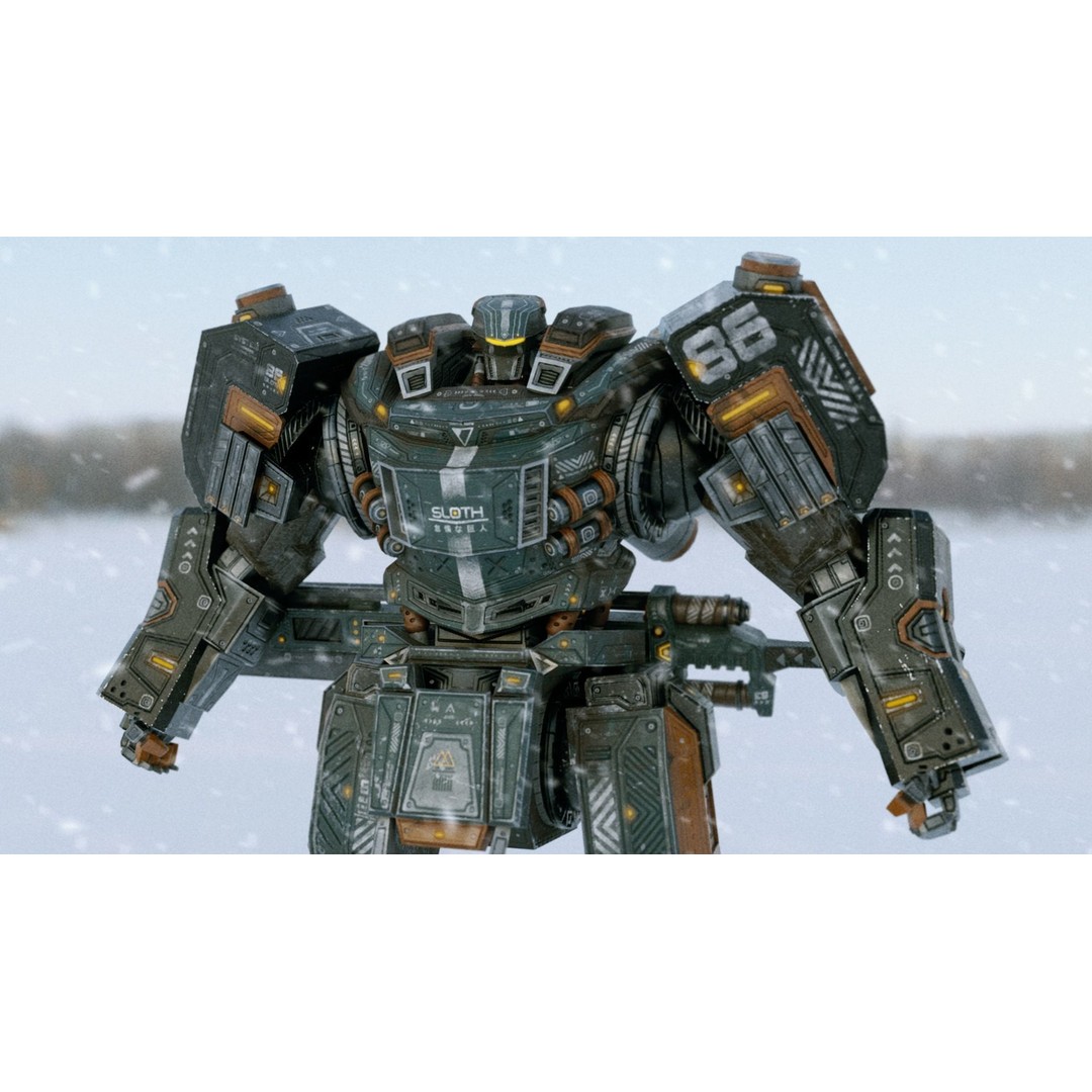 Sloth Mech 3D Model – Low Poly Rigged Character with Greatsword, FBX - View 34